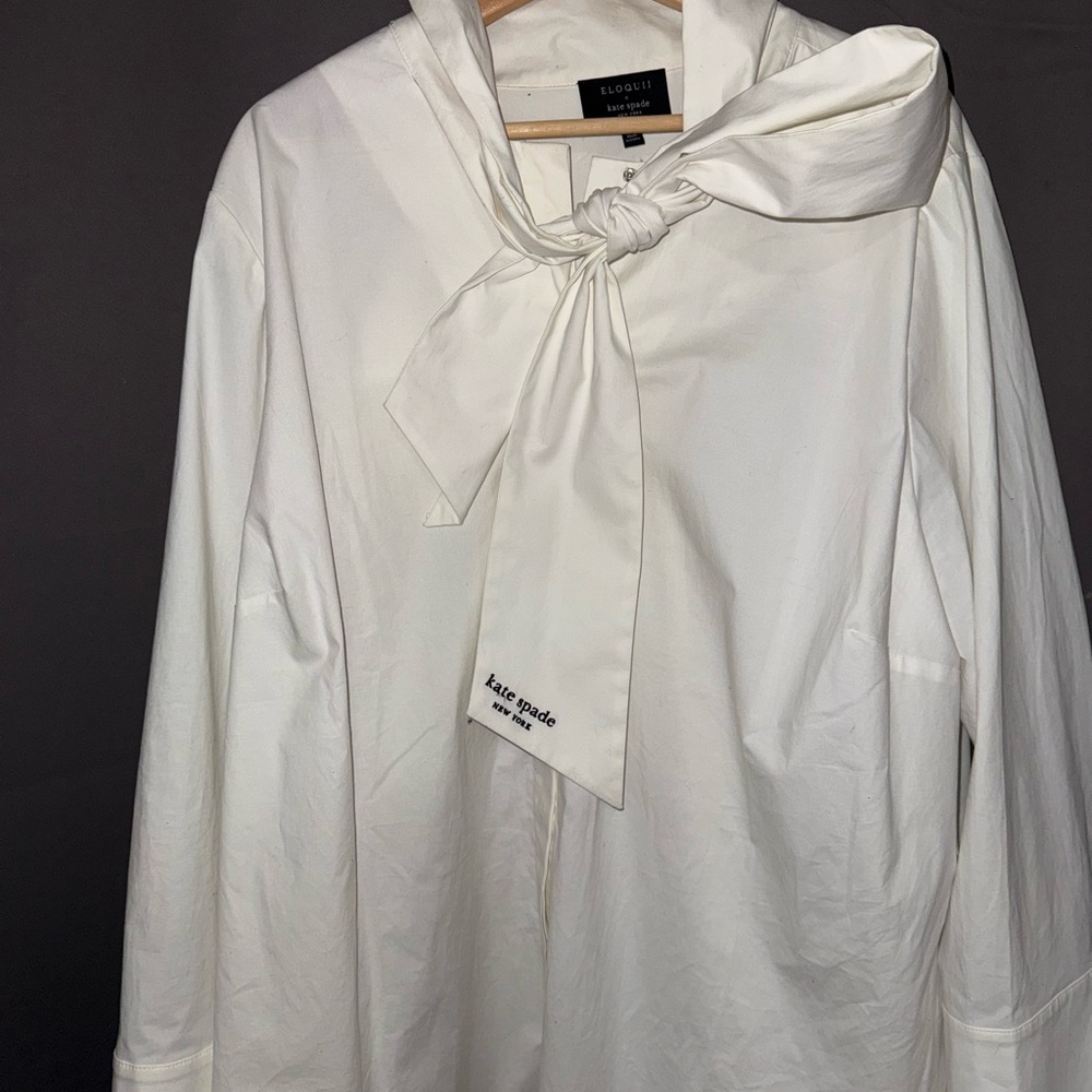 Eloquii x Kate Spade White Blouse with Bow Detail